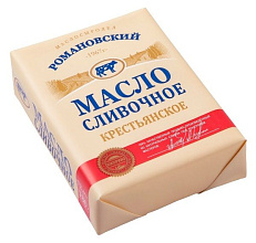 Масло сладко-сливочное несоленое Крестьянское 72,5% ТМ Романовский 180гр