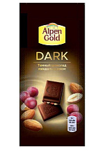 Шоколад темный Alpen Gold с изюмом и миндалем, 80 гр купить в Красноярске с доставкой в интернет-магазине "Ярбокс"