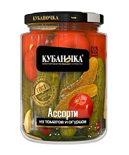 Kyбаночка Ассорти овощное томаты+огурцы 720г