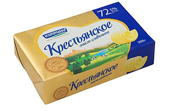 Масло сладко-сливочное Крестьянское БЗМЖ 72,5% Киприно180г