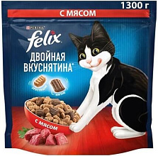 Корм Felix сухой для кошек с мясом, 1.3кг