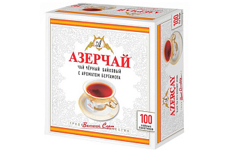 Чай черный Азерчай с ароматом бергамота 100 пакетиков по 2г купить в Красноярске с доставкой на дом в интернет-магазине "Ярбокс"